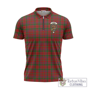 Munro Tartan Zipper Polo Shirt with Family Crest