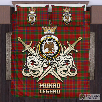 Munro (Monroe) Tartan Bedding Set with Clan Crest and the Golden Sword of Courageous Legacy