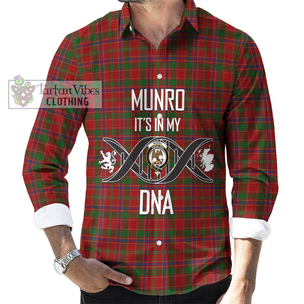 Munro (Monroe) Tartan Long Sleeve Button Shirt with Family Crest DNA In Me Style Men's Shirt S - Tartanvibesclothing Shop