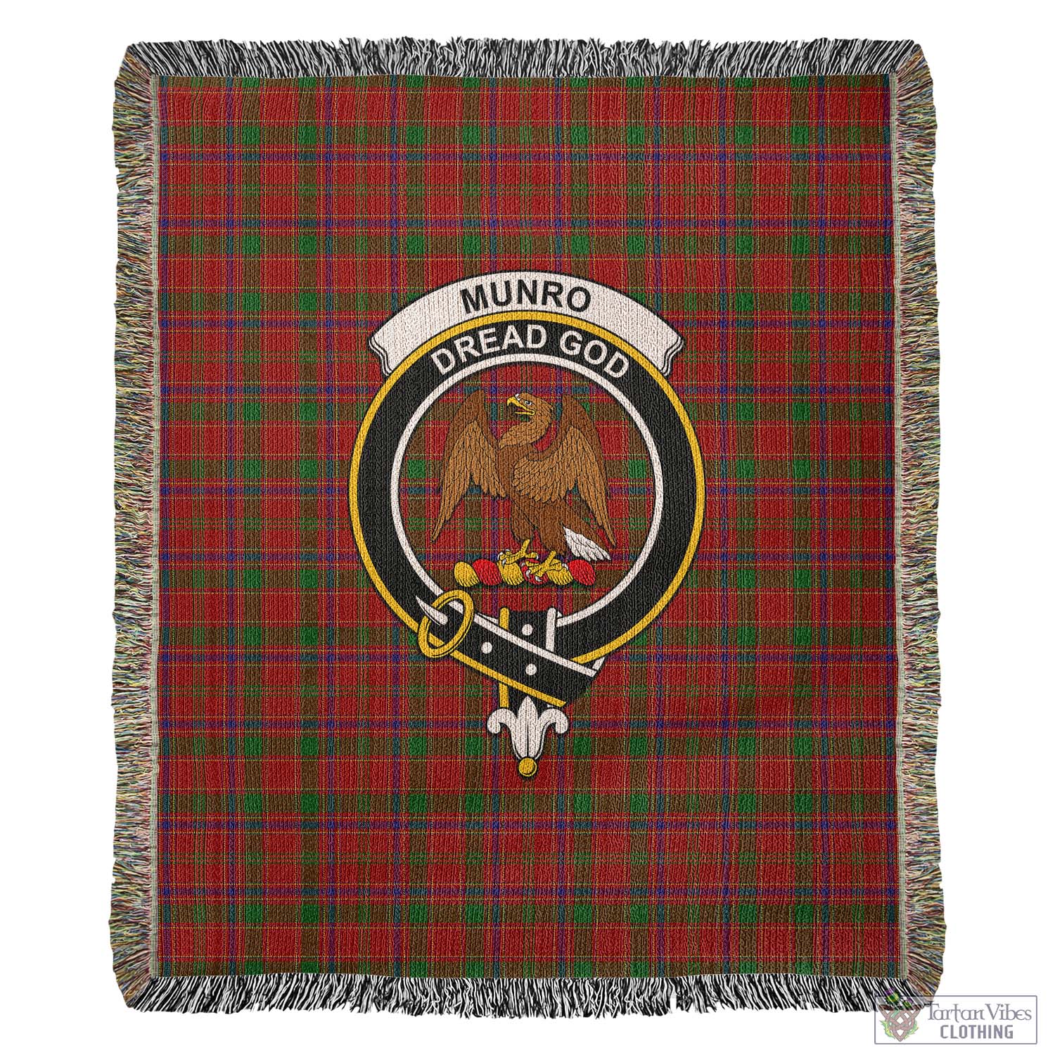 Tartan Vibes Clothing Munro Tartan Woven Blanket with Family Crest