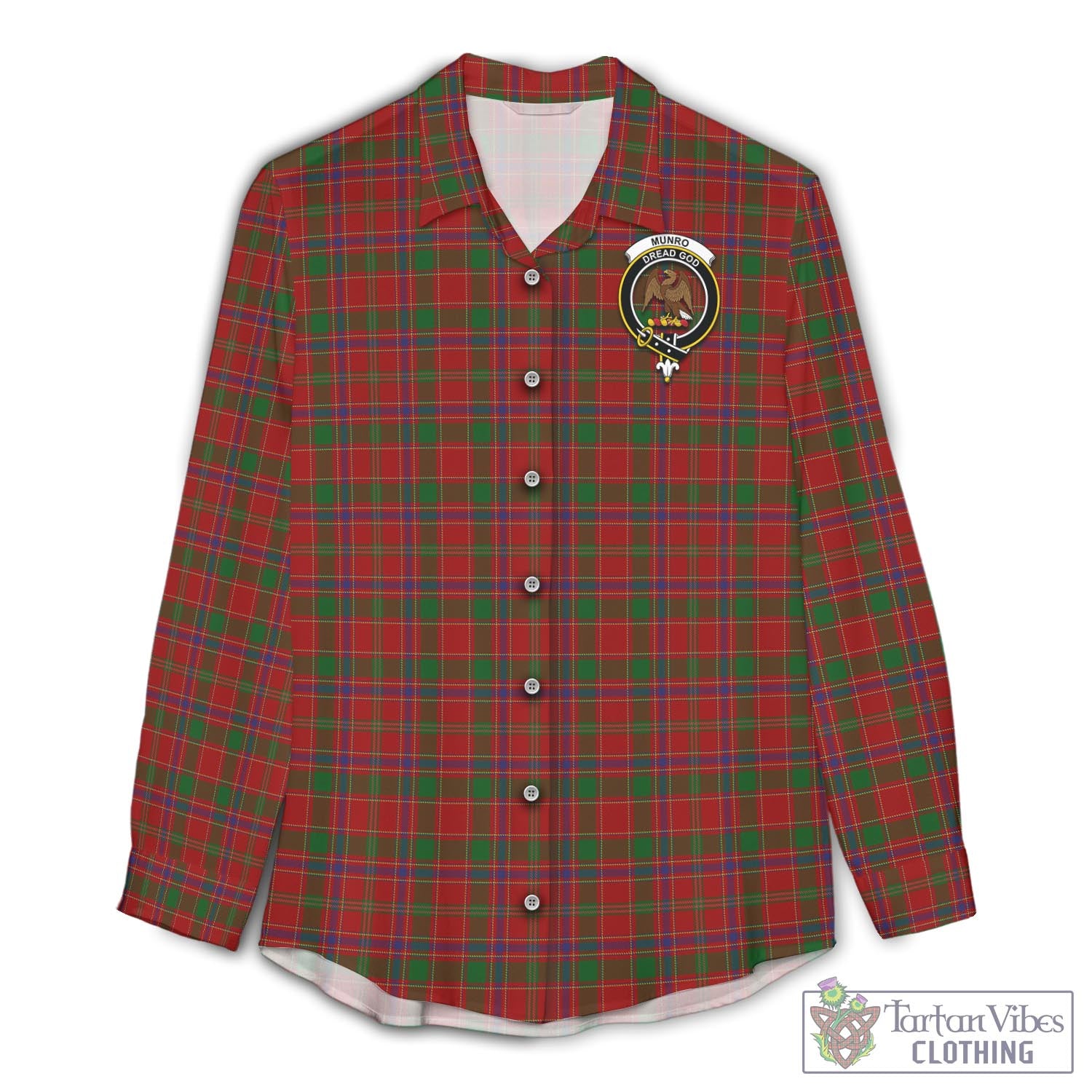 Tartan Vibes Clothing Munro Tartan Womens Casual Shirt with Family Crest