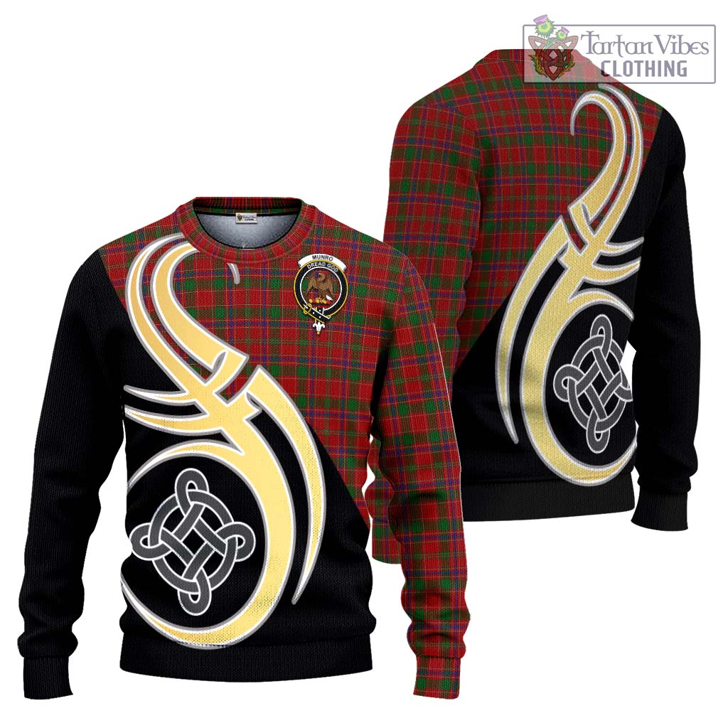 Munro (Monroe) Tartan Knitted Sweater with Family Crest and Celtic Symbol Style Unisex - Tartan Vibes Clothing