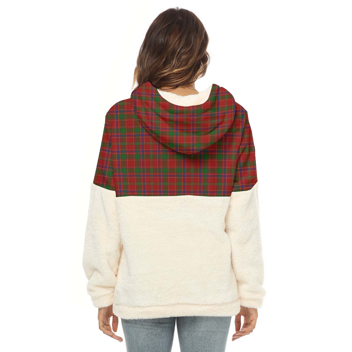 Munro (Monroe) Tartan Women's Borg Fleece Hoodie With Half Zip - Tartan Vibes Clothing