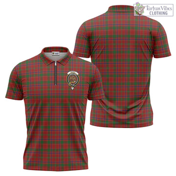 Munro Tartan Zipper Polo Shirt with Family Crest