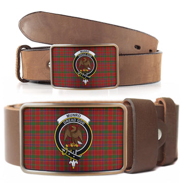 Munro Tartan Belt Buckles with Family Crest