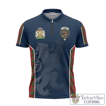 Munro Tartan Zipper Polo Shirt with Family Crest and Lion Rampant Vibes Sport Style