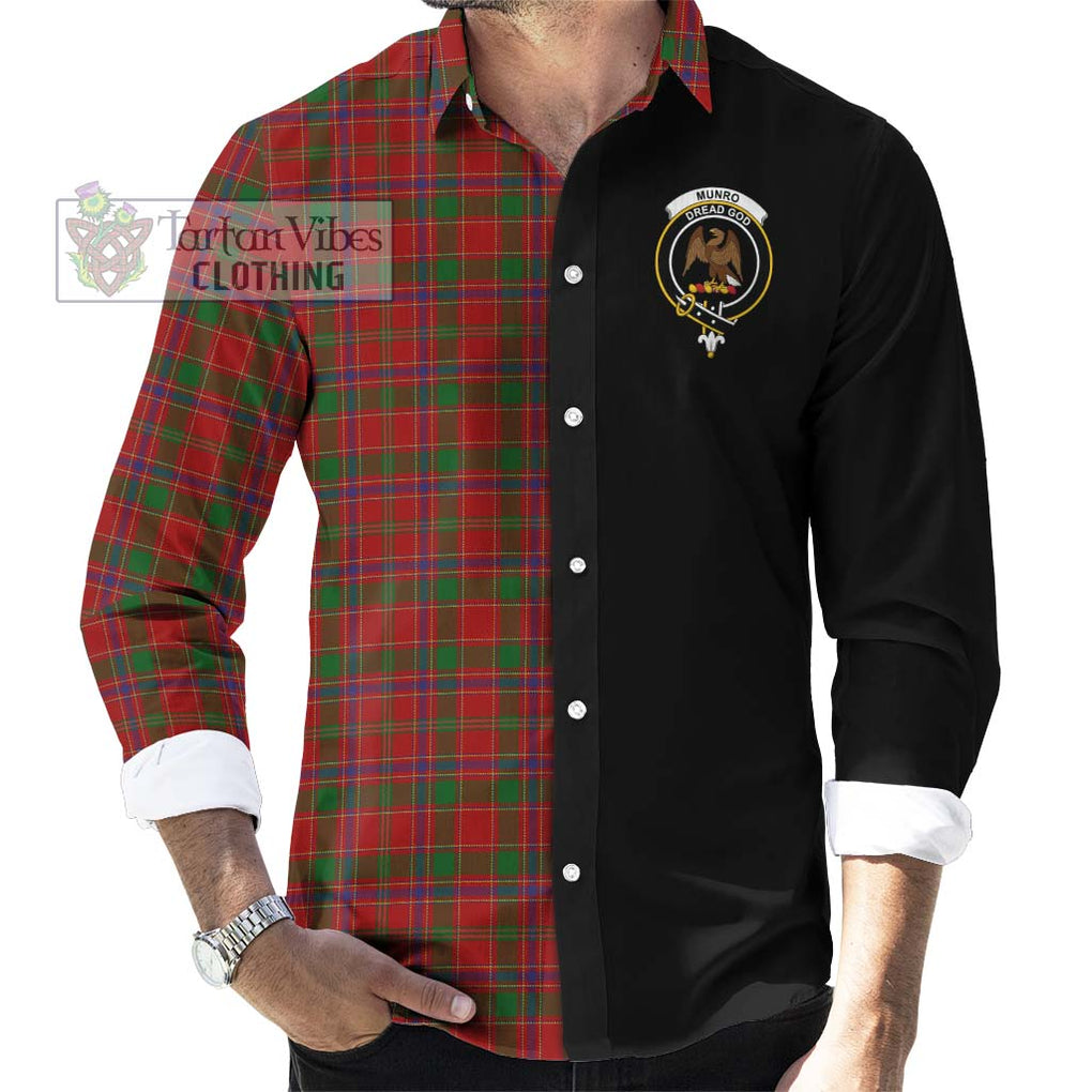 Munro (Monroe) Tartan Long Sleeve Button Shirt with Family Crest and Half Of Me Style - Tartanvibesclothing Shop