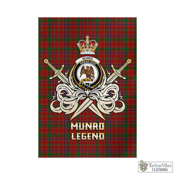 Munro (Monroe) Tartan Garden Flag with Clan Crest and the Golden Sword of Courageous Legacy