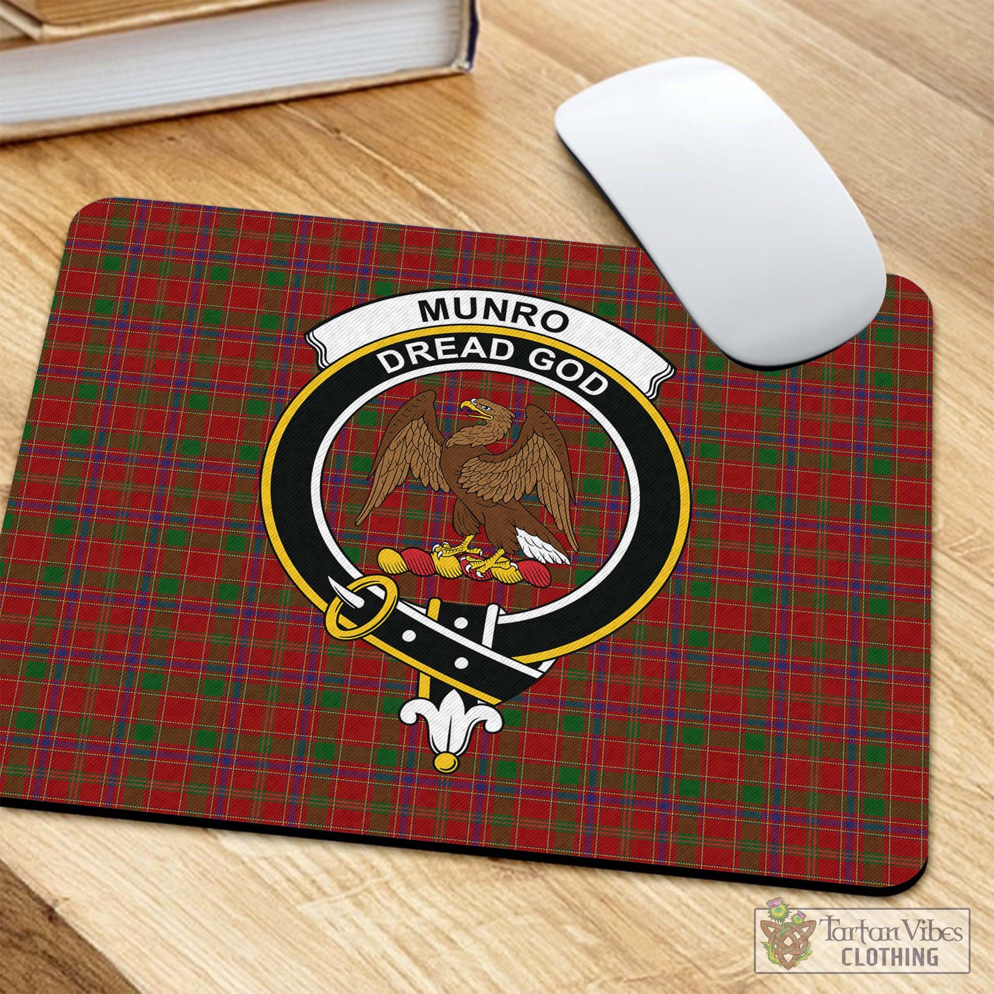 Tartan Vibes Clothing Munro Tartan Mouse Pad with Family Crest