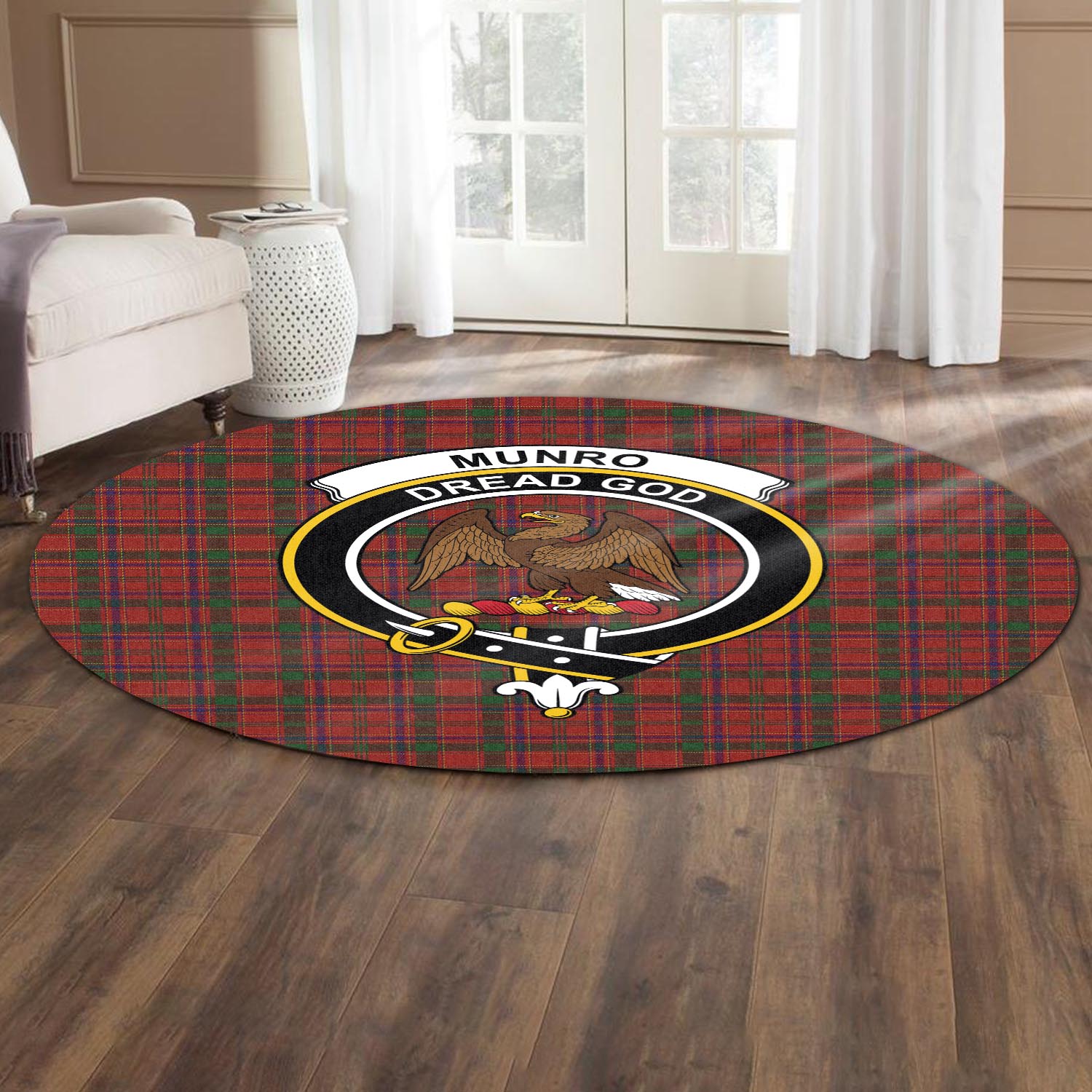 munro-tartan-round-rug-with-family-crest