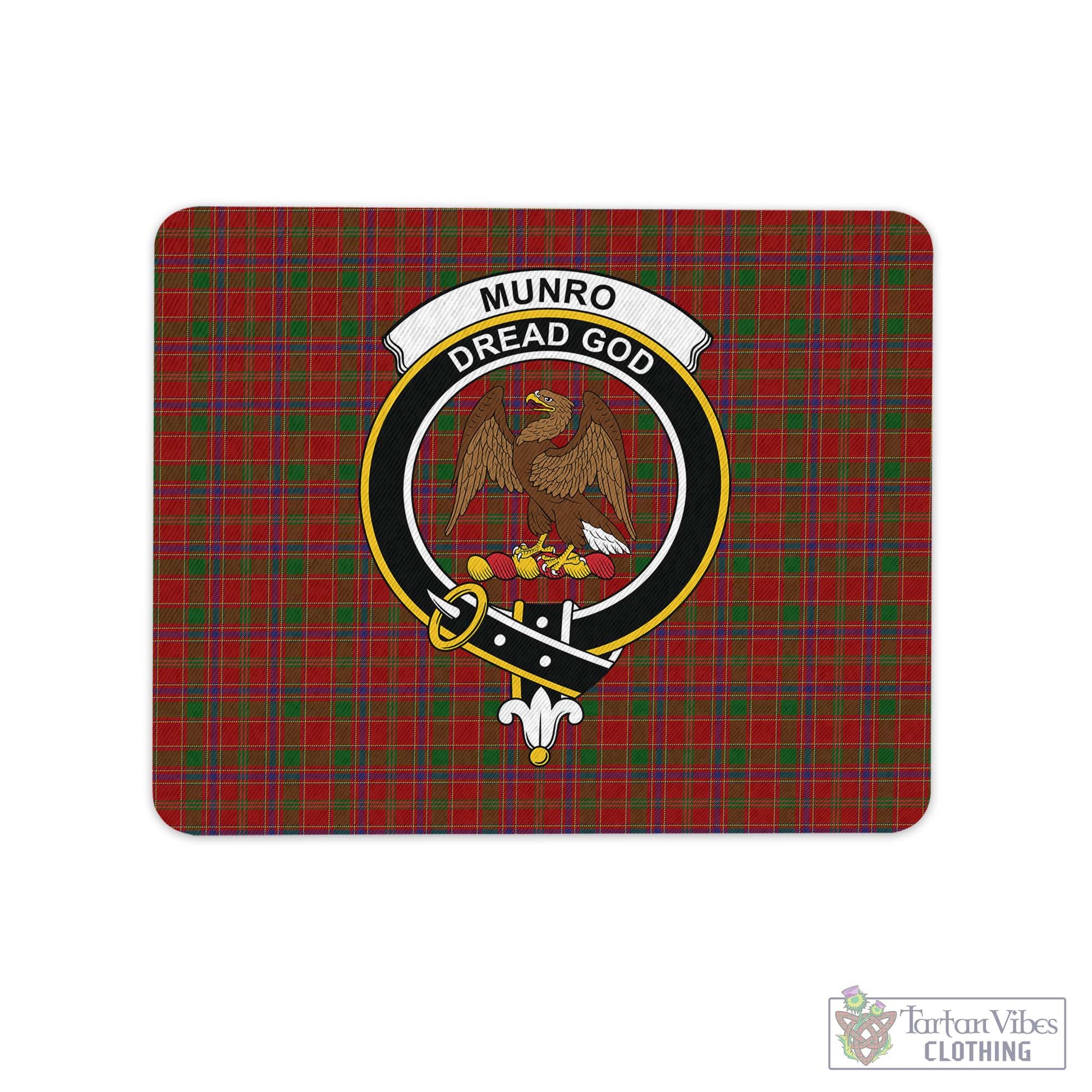 Tartan Vibes Clothing Munro Tartan Mouse Pad with Family Crest