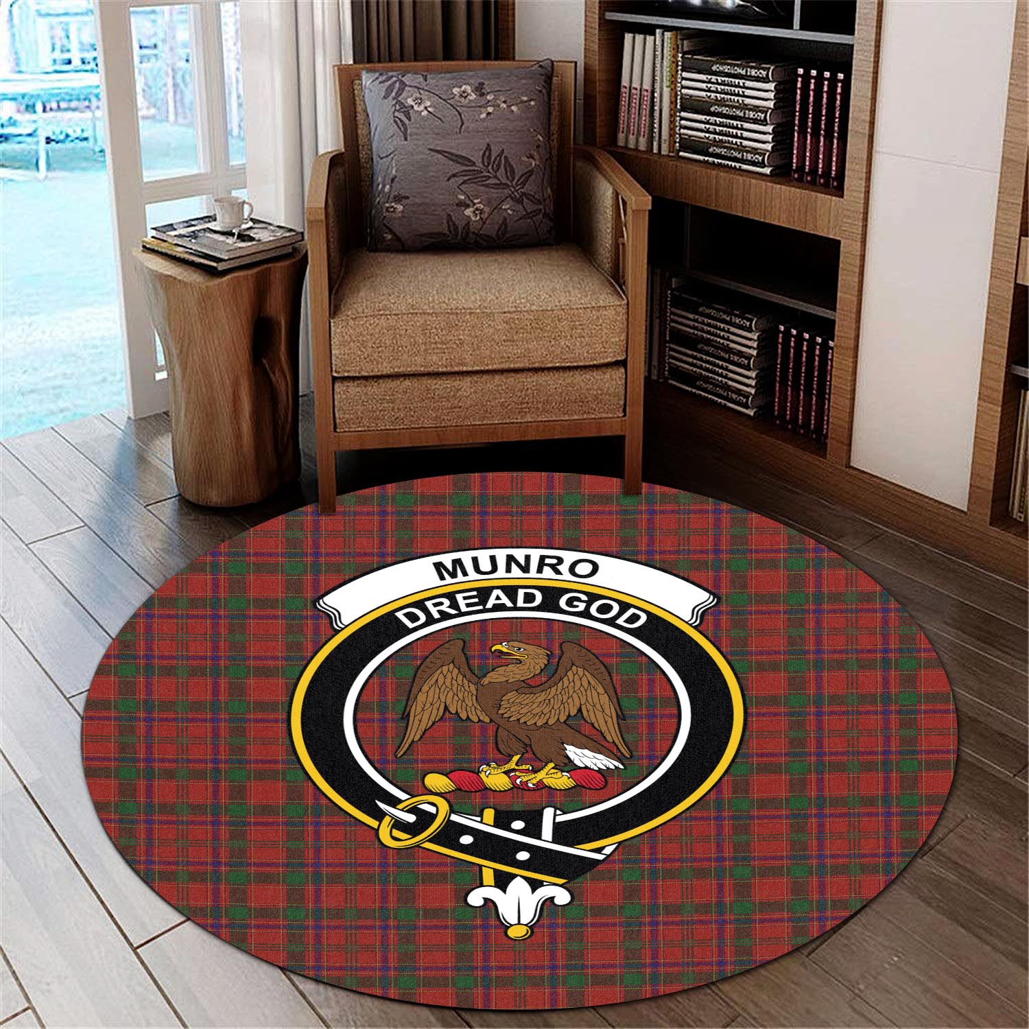munro-tartan-round-rug-with-family-crest