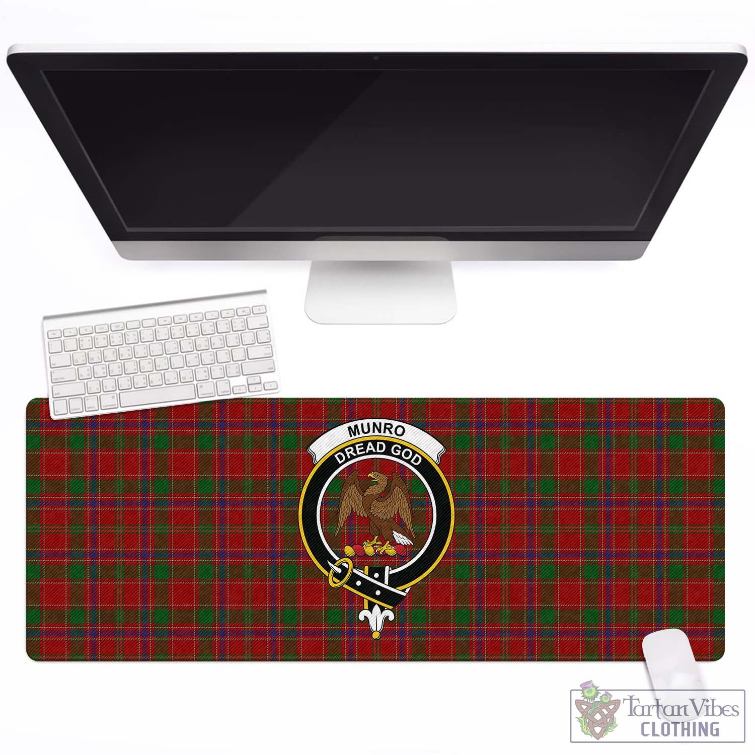 Tartan Vibes Clothing Munro Tartan Mouse Pad with Family Crest