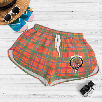 Munro Ancient Tartan Womens Shorts with Family Crest
