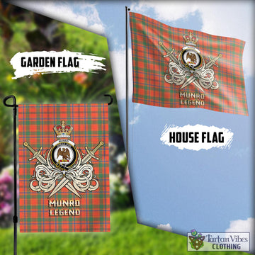 Munro Ancient Tartan Flag with Clan Crest and the Golden Sword of Courageous Legacy