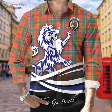 Munro Ancient Tartan Long Sleeve Button Up Shirt with Alba Gu Brath Regal Lion Emblem