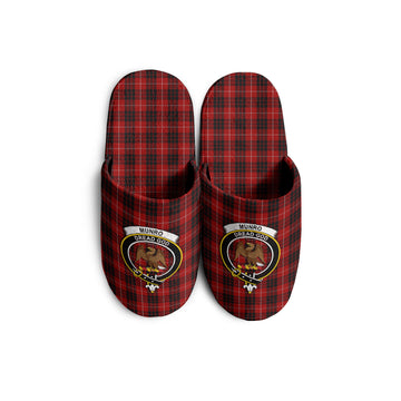 Munro Black and Red Tartan Home Slippers with Family Crest