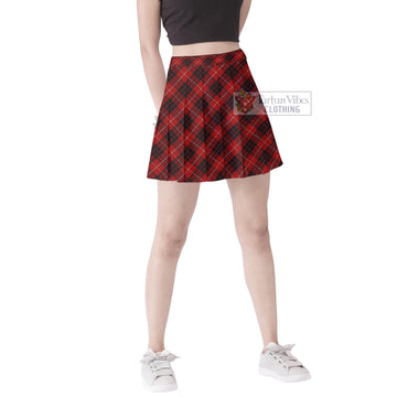 Munro Black and Red Tartan Women's Plated Mini Skirt