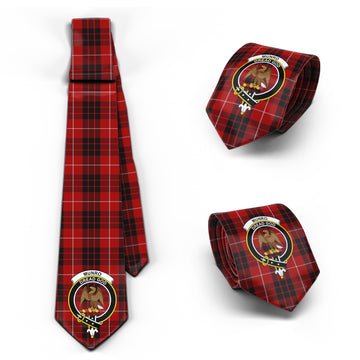 Munro Black and Red Tartan Classic Necktie with Family Crest