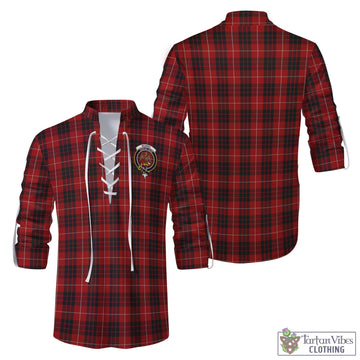 Munro Black and Red Tartan Men's Scottish Traditional Jacobite Ghillie Kilt Shirt with Family Crest