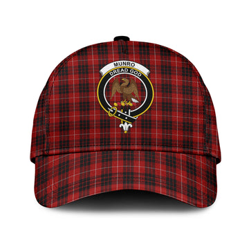 Munro Black and Red Tartan Classic Cap with Family Crest