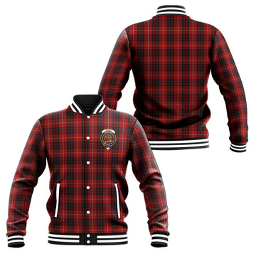 Munro Black and Red Tartan Baseball Jacket with Family Crest