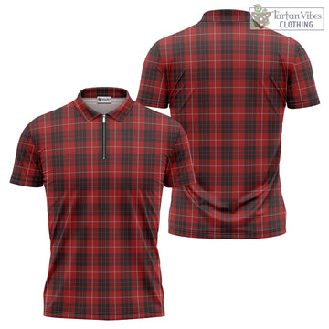 Munro Black and Red Tartan Zipper Polo Shirt