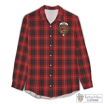 Munro Black and Red Tartan Womens Casual Shirt with Family Crest