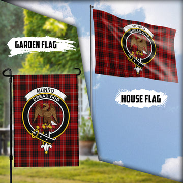 Munro Black and Red Tartan Flag with Family Crest