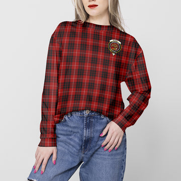 Munro Black and Red Tartan Sweatshirt with Family Crest