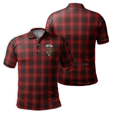 Munro Black and Red Tartan Men's Polo Shirt with Family Crest