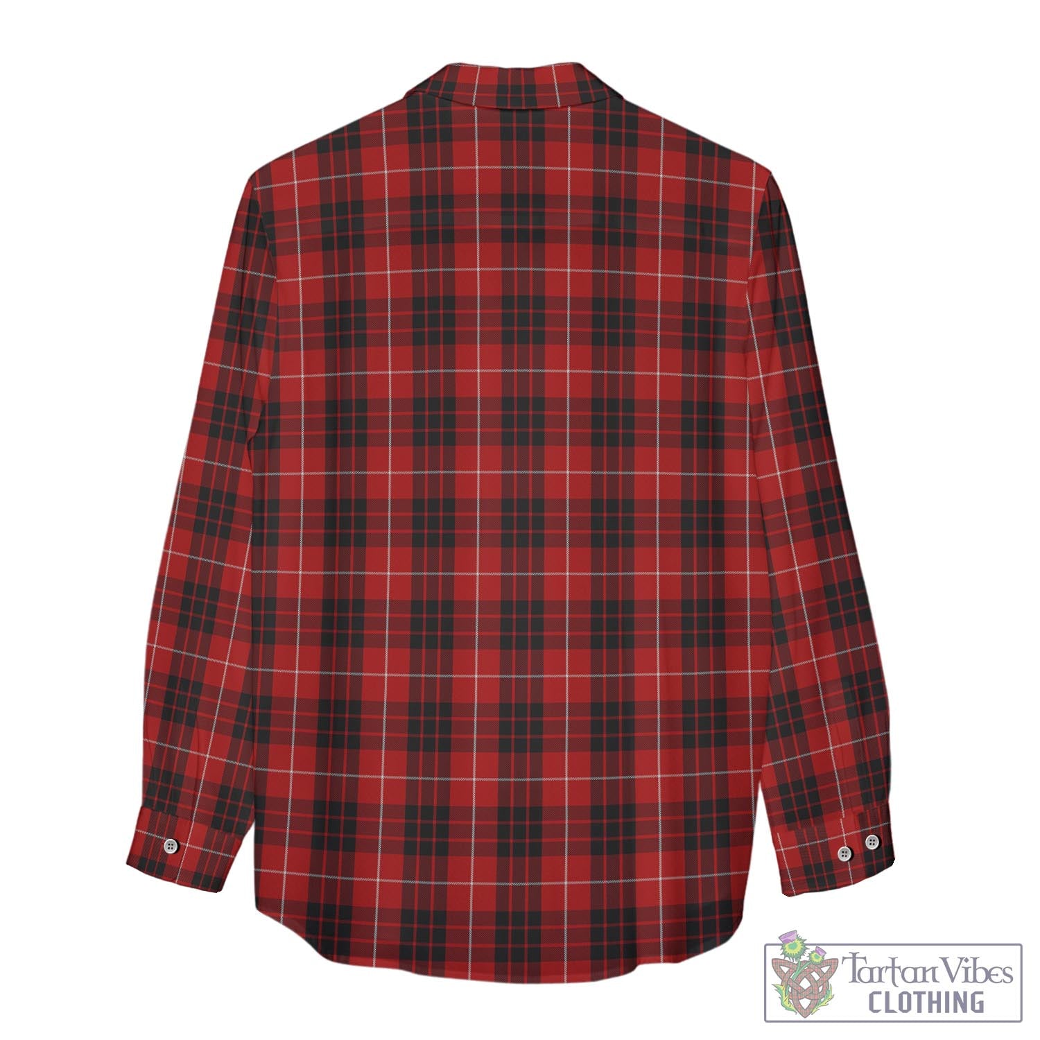 Tartan Vibes Clothing Munro Black and Red Tartan Womens Casual Shirt with Family Crest