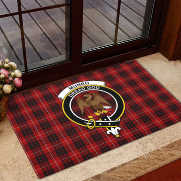 Munro Black and Red Tartan Door Mat with Family Crest
