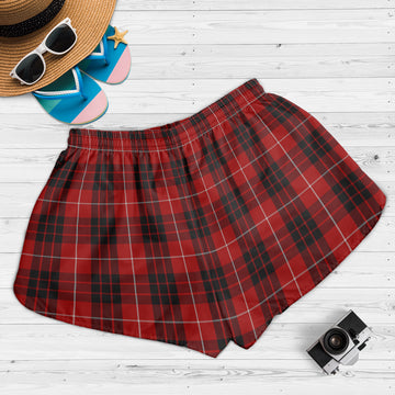Munro Black and Red Tartan Womens Shorts with Family Crest