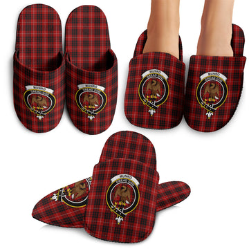 Munro Black and Red Tartan Home Slippers with Family Crest