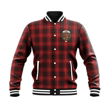 Munro Black and Red Tartan Baseball Jacket with Family Crest