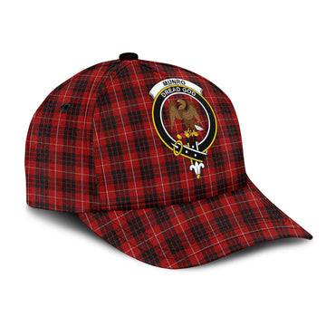 Munro Black and Red Tartan Classic Cap with Family Crest