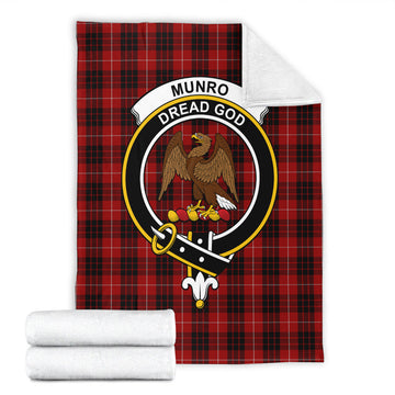 Munro Black and Red Tartan Blanket with Family Crest