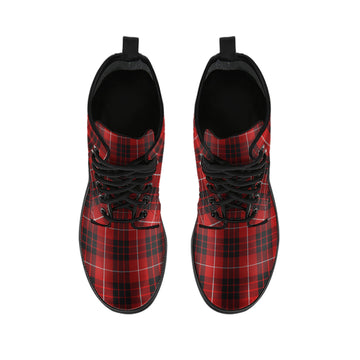 Munro Black and Red Tartan Leather Boots
