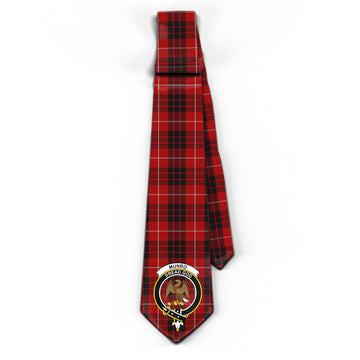 Munro Black and Red Tartan Classic Necktie with Family Crest