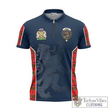 Munro Modern Tartan Zipper Polo Shirt with Family Crest and Lion Rampant Vibes Sport Style
