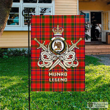 Munro Modern Tartan Flag with Clan Crest and the Golden Sword of Courageous Legacy