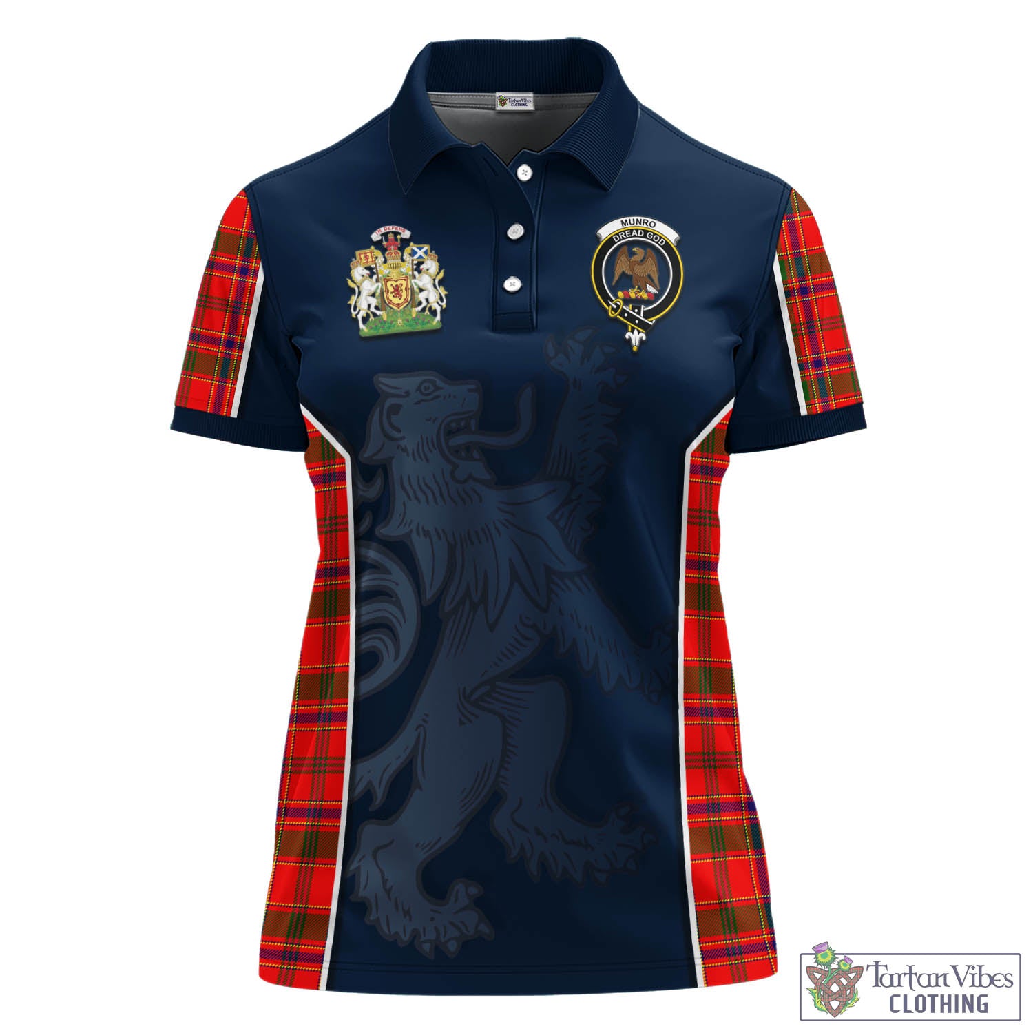 Tartan Vibes Clothing Munro Modern Tartan Women's Polo Shirt with Family Crest and Lion Rampant Vibes Sport Style