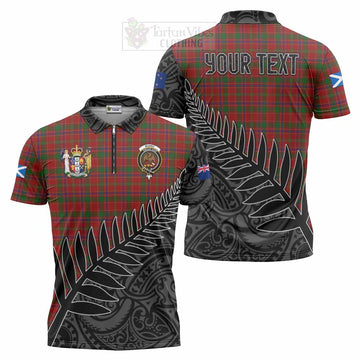 Tartan Vibes Clothing Munro (Monroe) Crest Tartan Zipper Polo Shirt with New Zealand Silver Fern Half Style