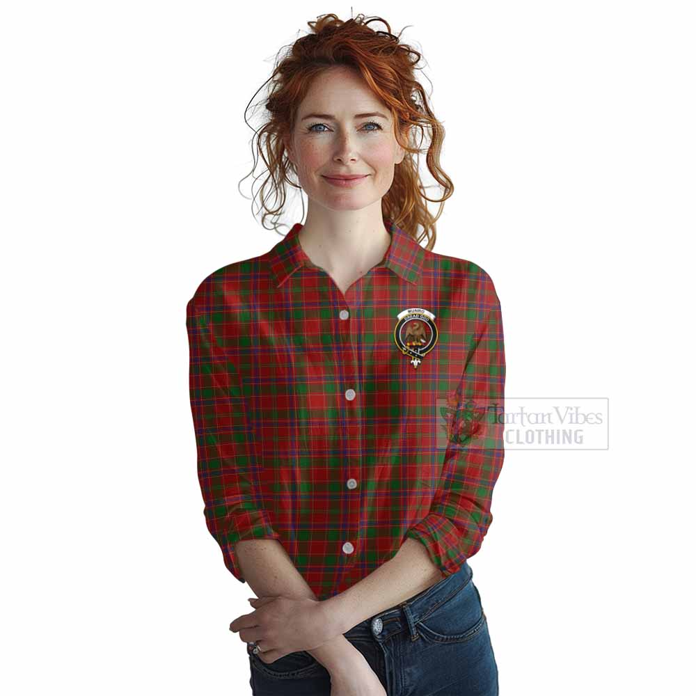 Tartan Vibes Clothing Munro (Monroe) Tartan Women's Casual Shirt with Family Crest DNA In Me Style
