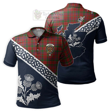 Munro (Monroe) Tartan Polo Shirt Featuring Thistle and Scotland Map