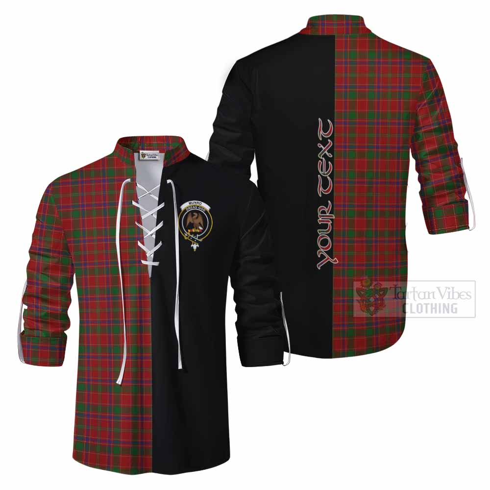 Tartan Vibes Clothing Munro (Monroe) Tartan Ghillie Kilt Shirt with Family Crest and Half Of Me Style