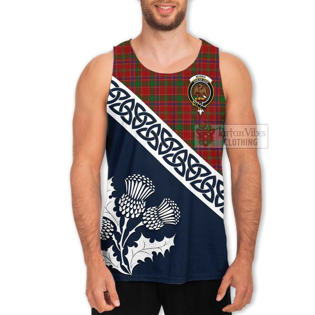 Tartan Vibes Clothing Munro (Monroe) Tartan Men's Tank Top Featuring Thistle and Scotland Map