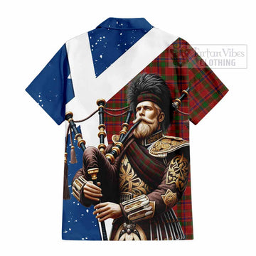 Munro (Monroe) Tartan Hawaiian Shirt with Family Crest Scottish Bagpiper Vibes