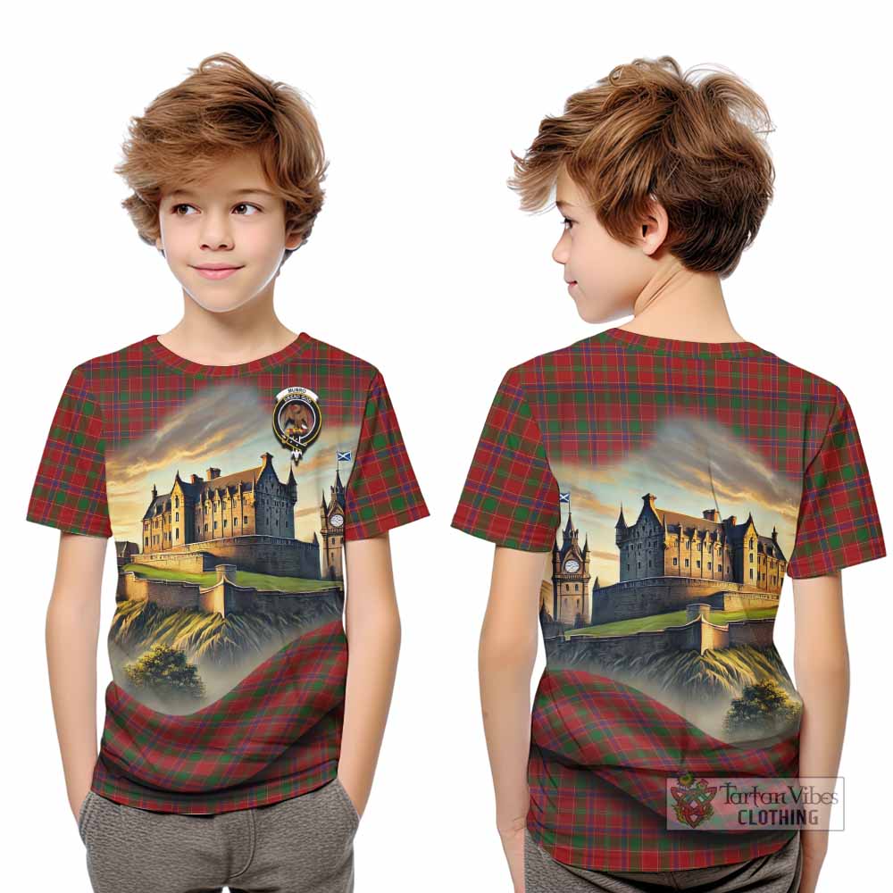 Tartan Vibes Clothing Munro (Monroe) Tartan Family Crest Kid T-Shirt with Scottish Ancient Castle Style